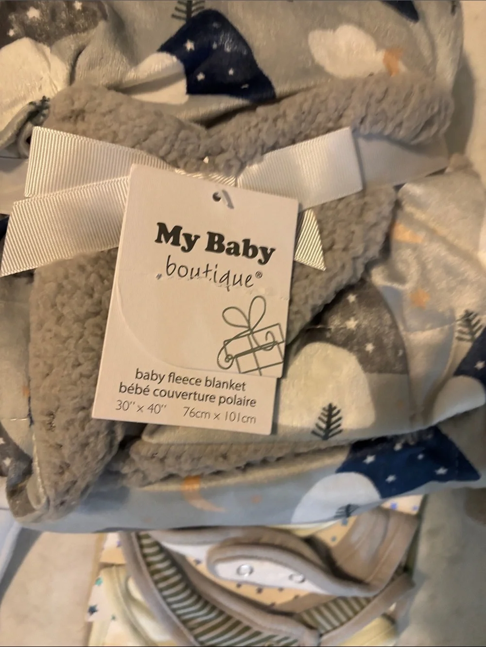 Baby Hooded Towel and Bib Set - Gray and Blue